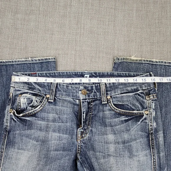 7 For All Mankind A Pocket Low Rise Boot Cut Denim Jeans 28 Long - Picture 9 of 12